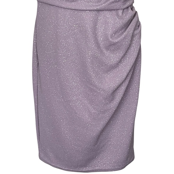 David’s Bridal Oleg Cassini Off The Shoulders Glitter Knit Sheath Dress Size 14 - Picture 5 of 12